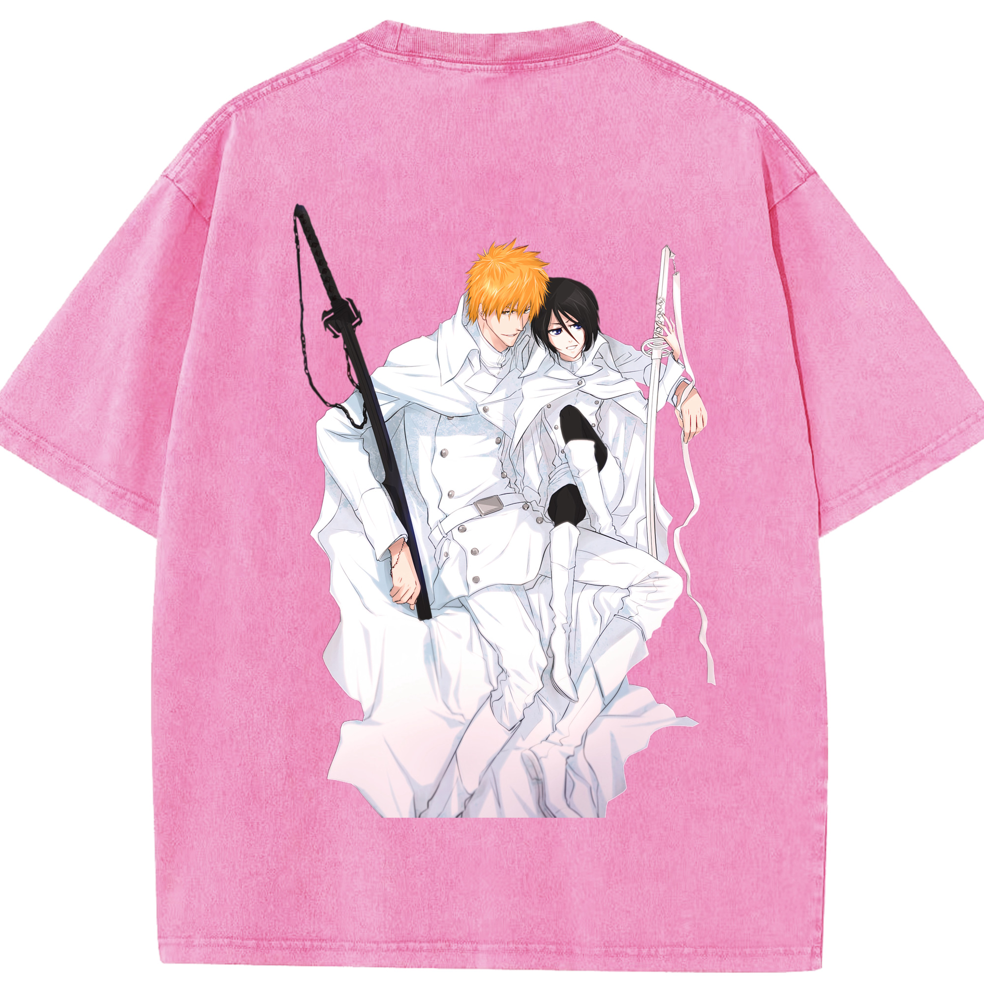 （画像用） ブリーチ 黒崎一護（くろさき いちご）BLEACH Kurosaki Ichigo 綿100% ヴィンテージ風 半袖Tシャツ（背面プリント）